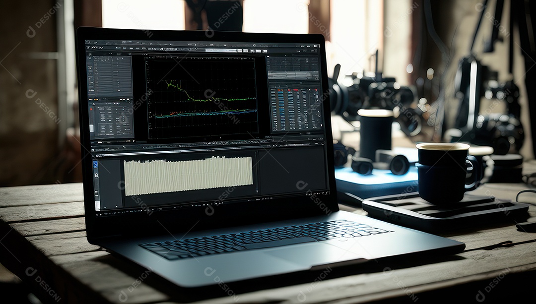 Mesa de escritório sobre essa mesa um notebook