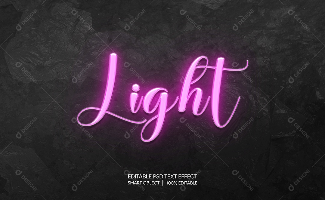 Efeito de Texto 3D Light PSD Editável