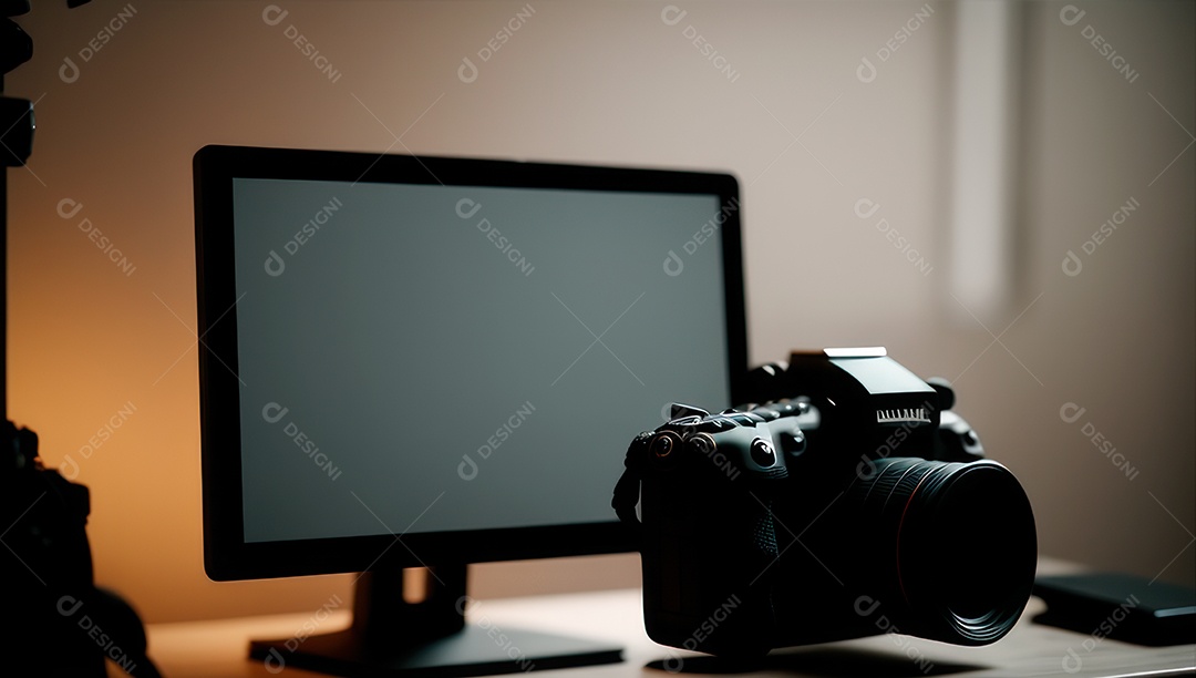 Mesa de escritório sobre essa mesa um notebook
