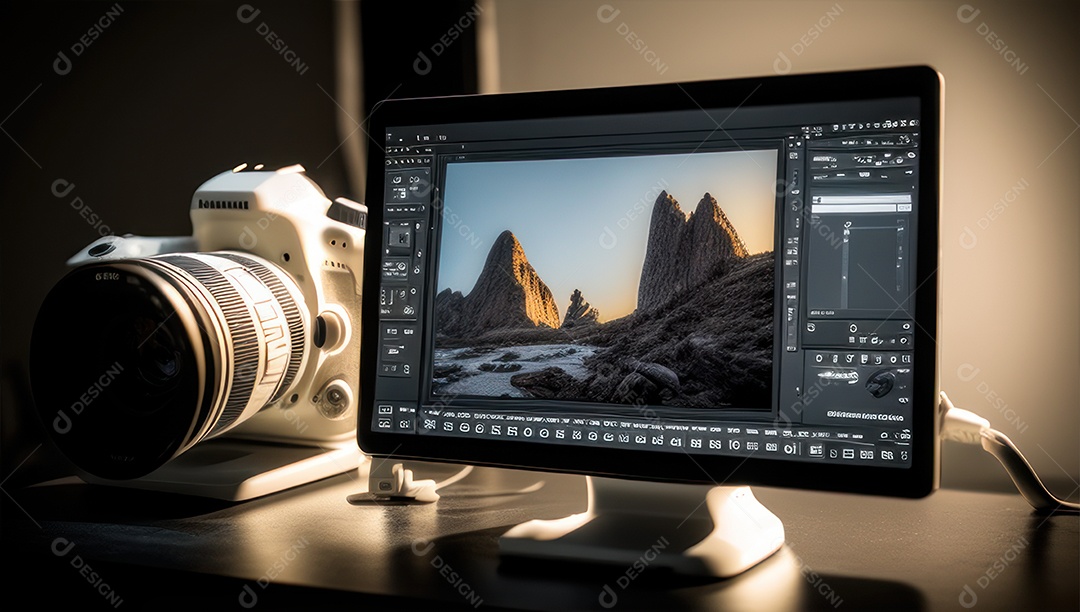 Mesa de escritório sobre essa mesa um notebook