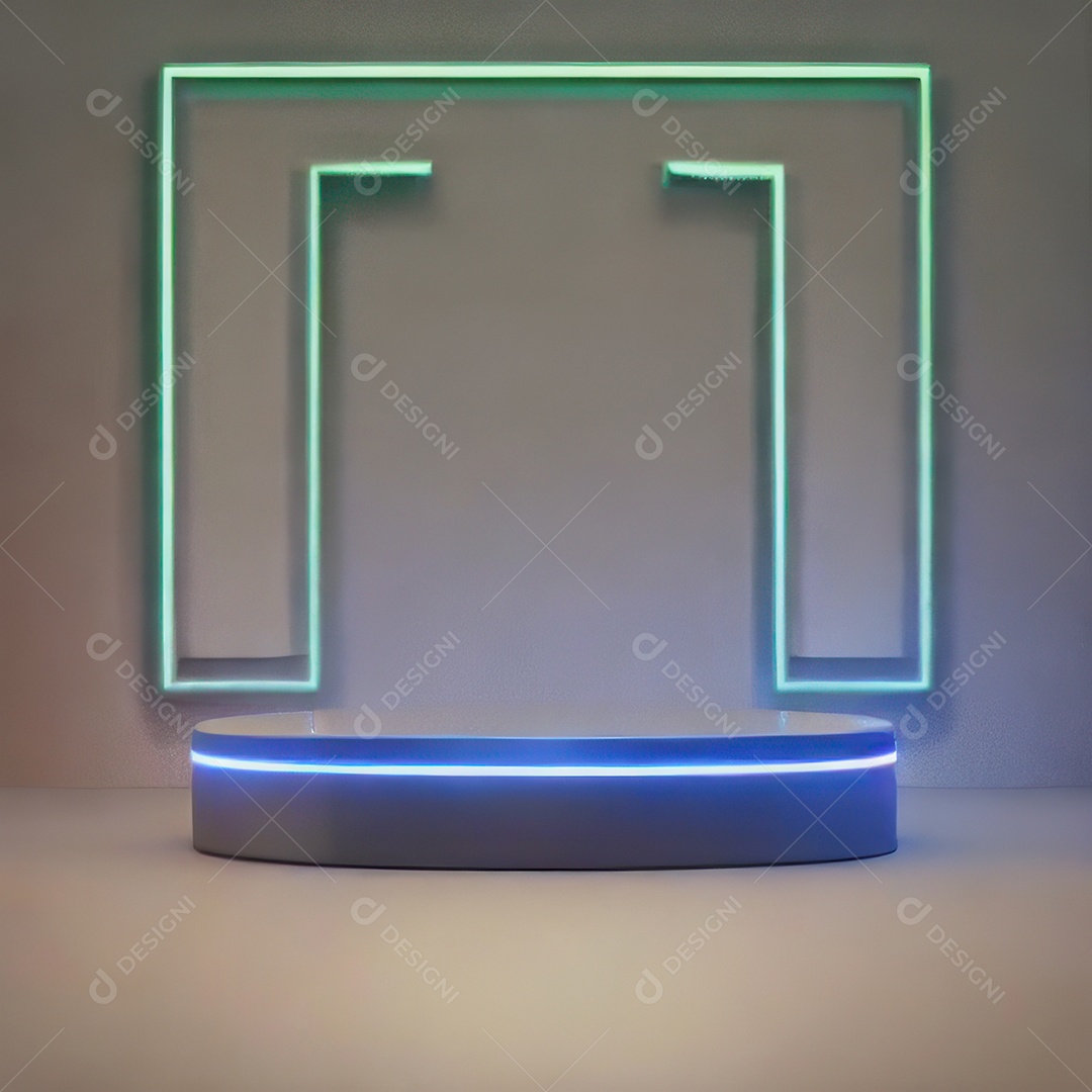 Cenário podium 3D sobre fundo tecnologico.