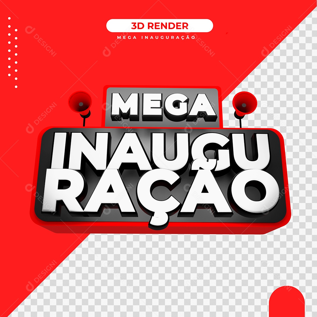 Selo 3D Para Composição Mega Inauguração PSD