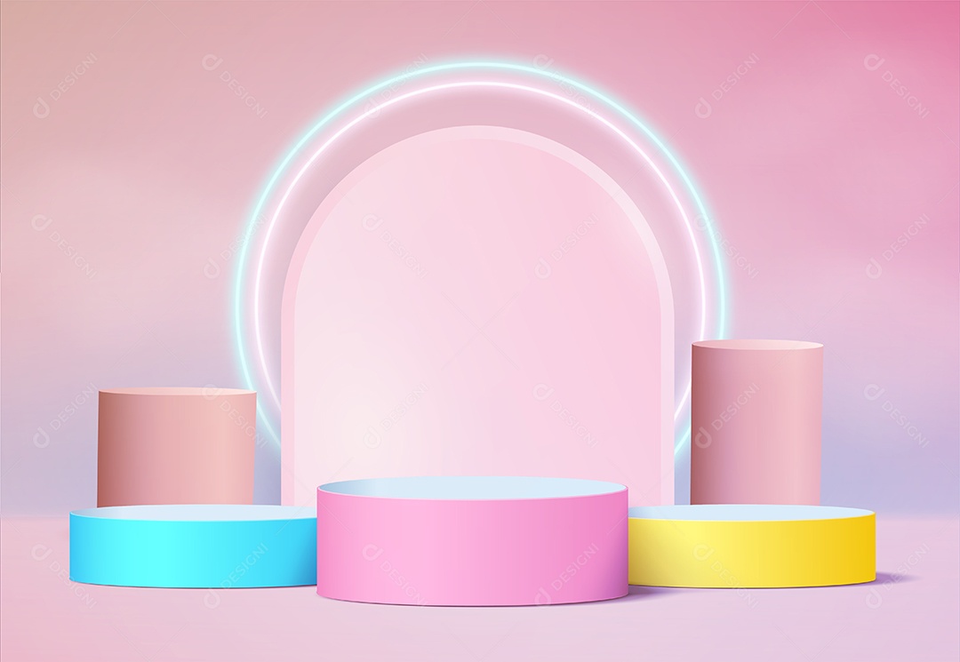 Fundo de Cena Abstrata Com Podium de Cores Suaves Para Produto EPS Editável