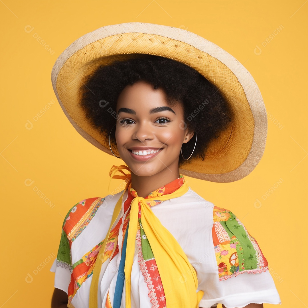 Linda mulher com traje de festa junina