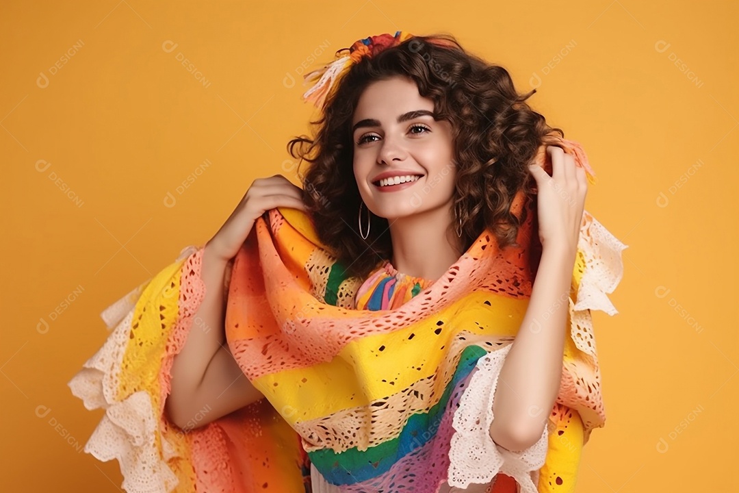 Linda mulher com traje de festa junina