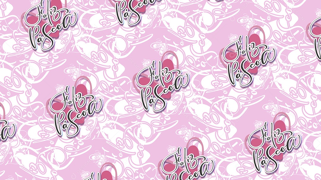 Pattern Padrões Geométricos Texto Feliz Páscoa Em Fundo Rosa Vetor AI + PAT