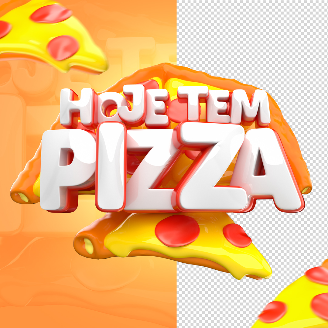 Selo 3D Hoje Tem Pizza PSD
