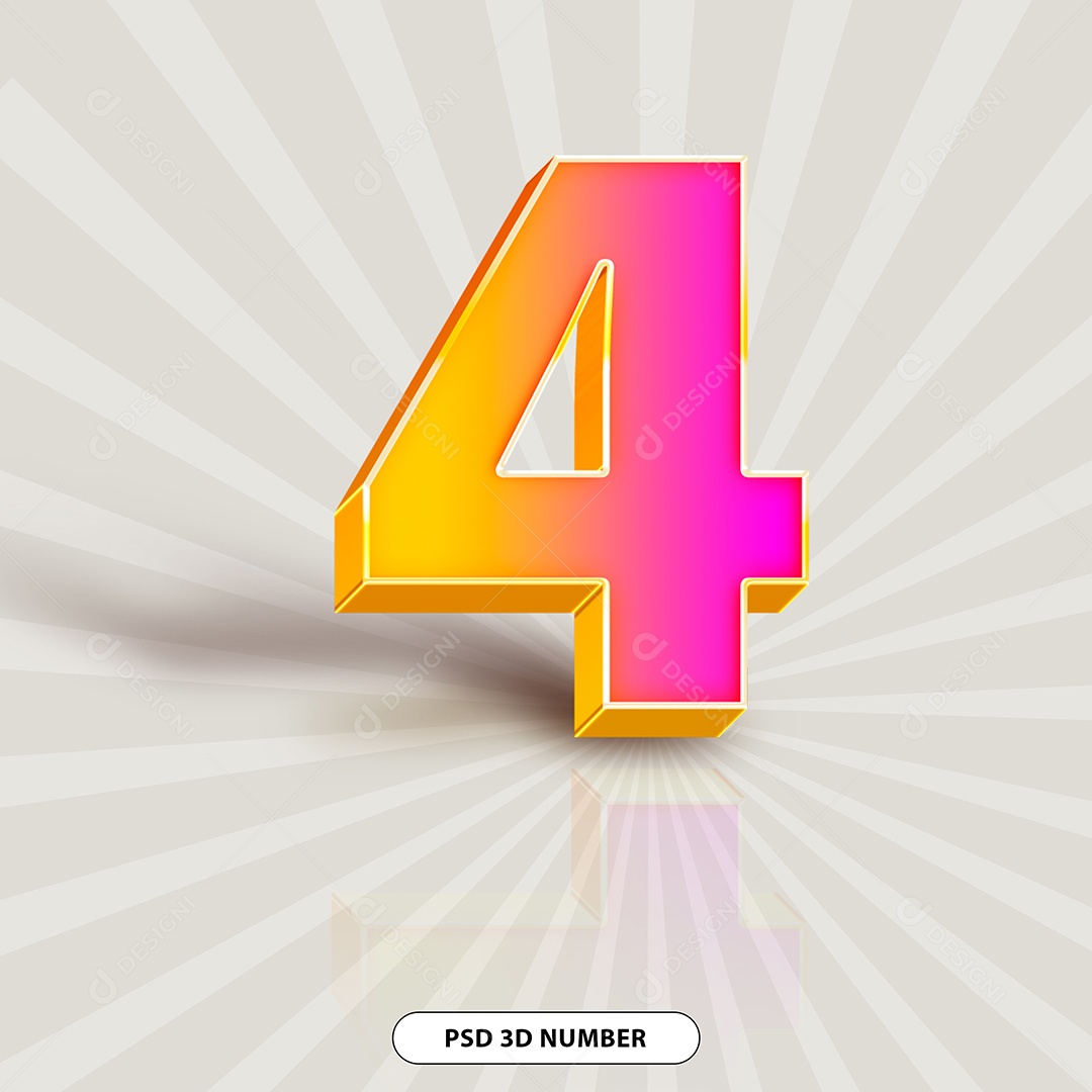 Elemento 3D Para Composição Número 4 PSD