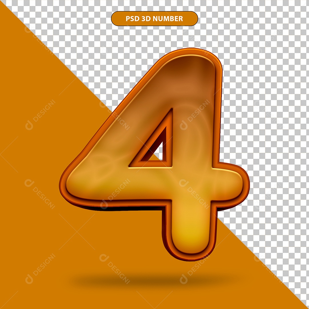 Elemento 3D Para Composição Número 4 PSD