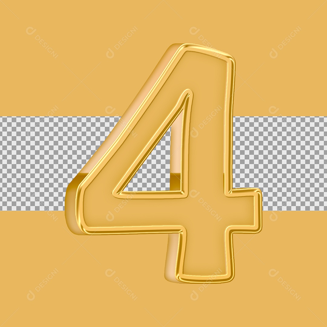 Elemento 3D Para Composição Número 4 PSD