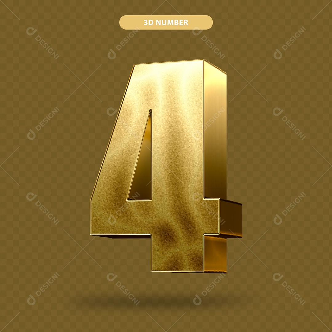 Elemento 3D Para Composição Número 4 PSD