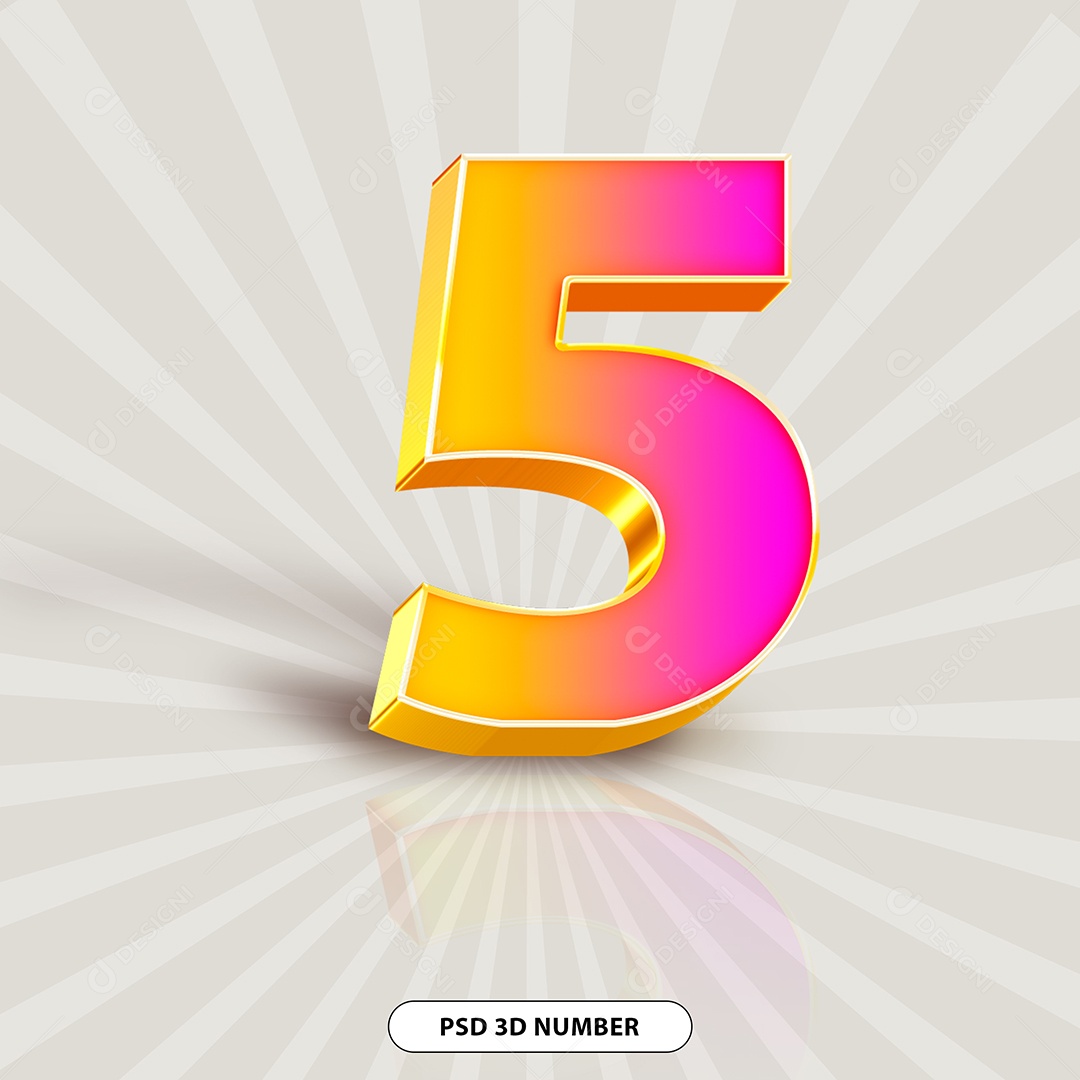 Elemento 3D Para Composição Número 5 PSD