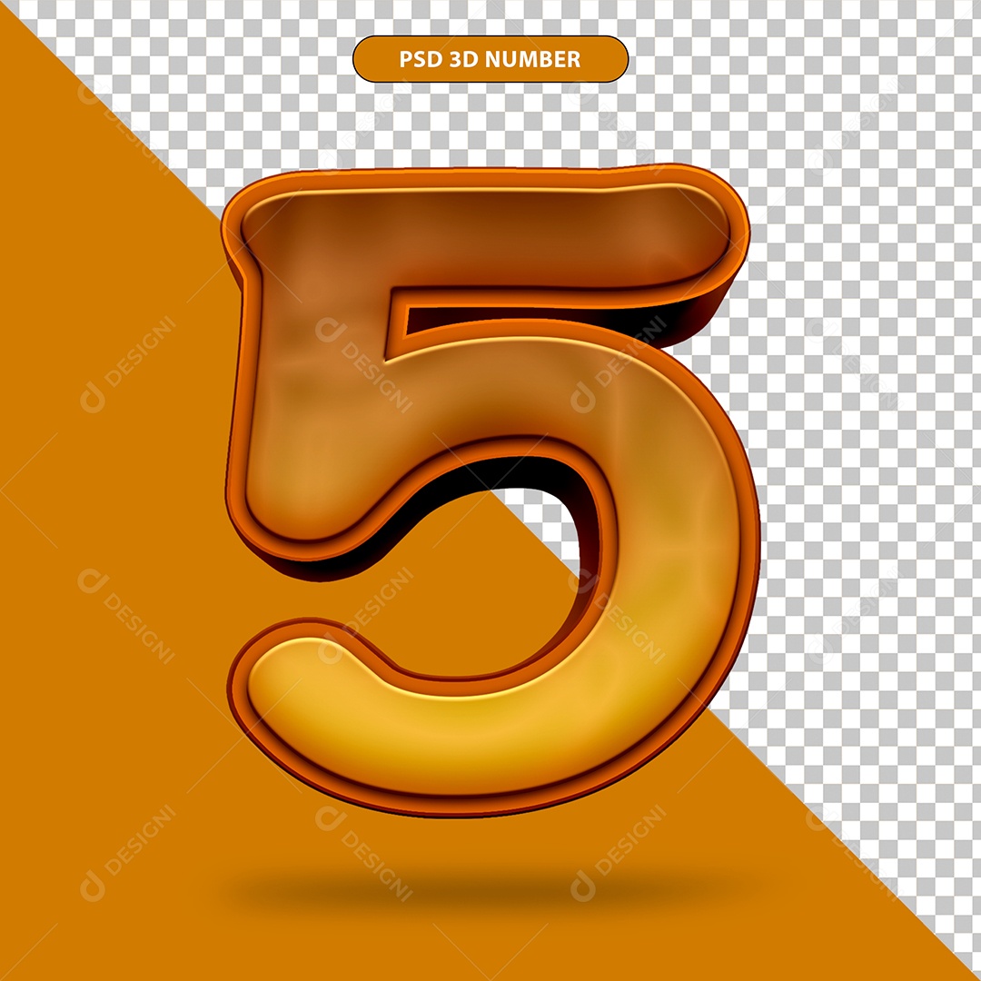 Elemento 3D Para Composição Número 5 PSD