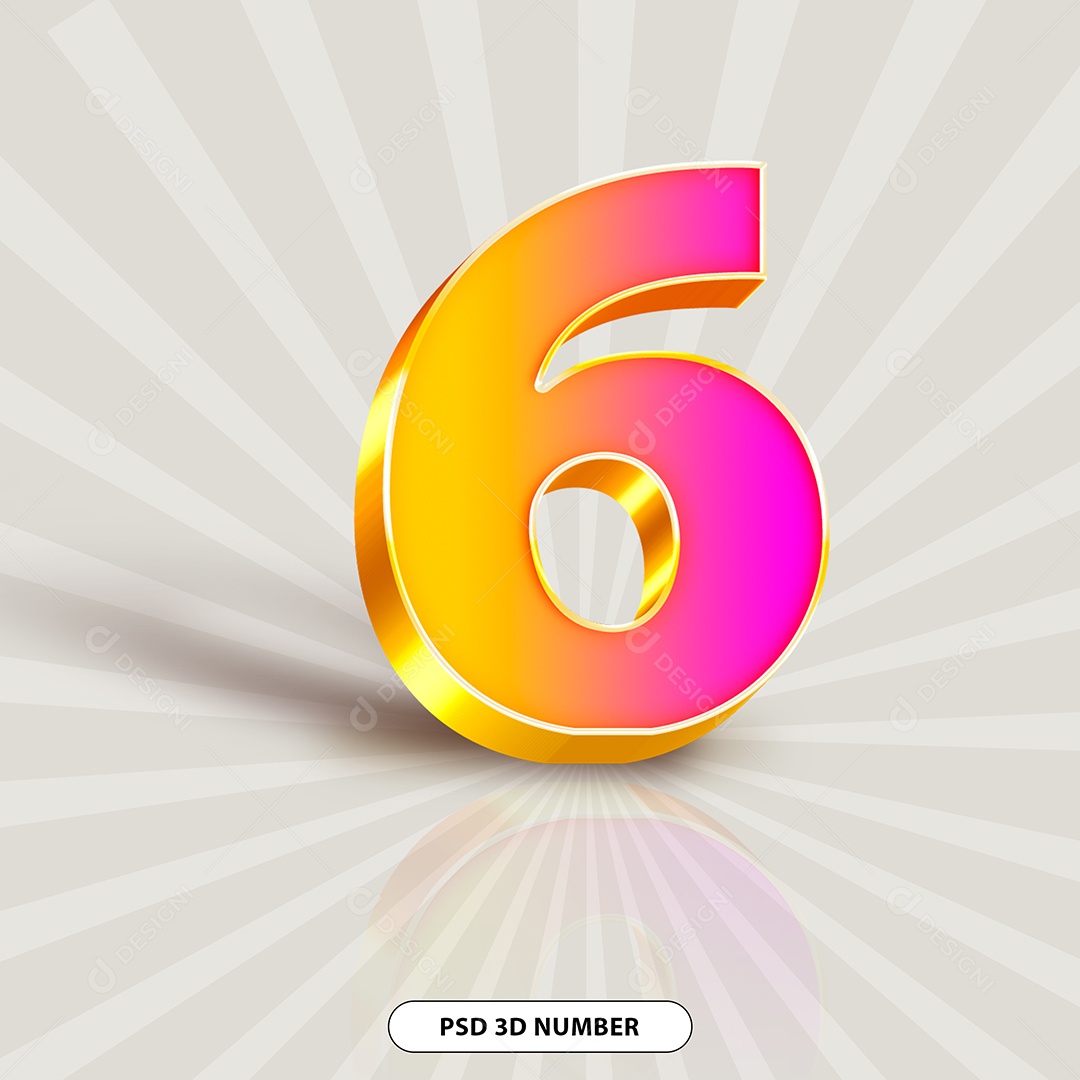 Elemento 3D Para Composição Número 6 PSD