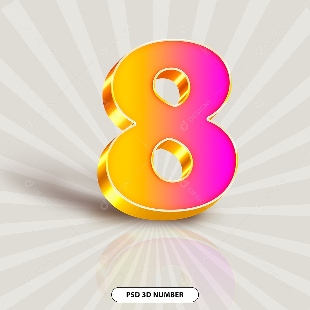 Elemento 3D Para Composição Número 8 PSD