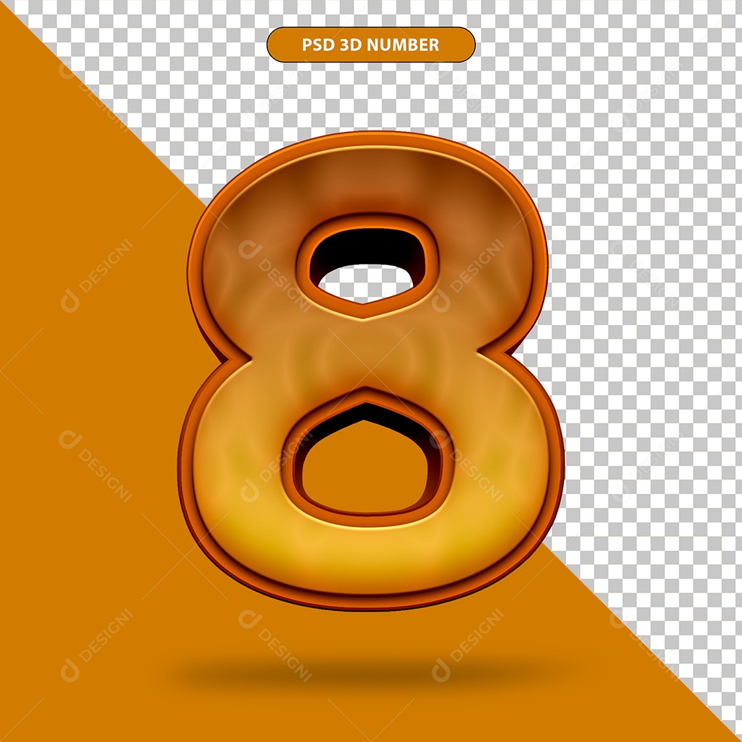 Elemento 3D Para Composição Número 8 PSD