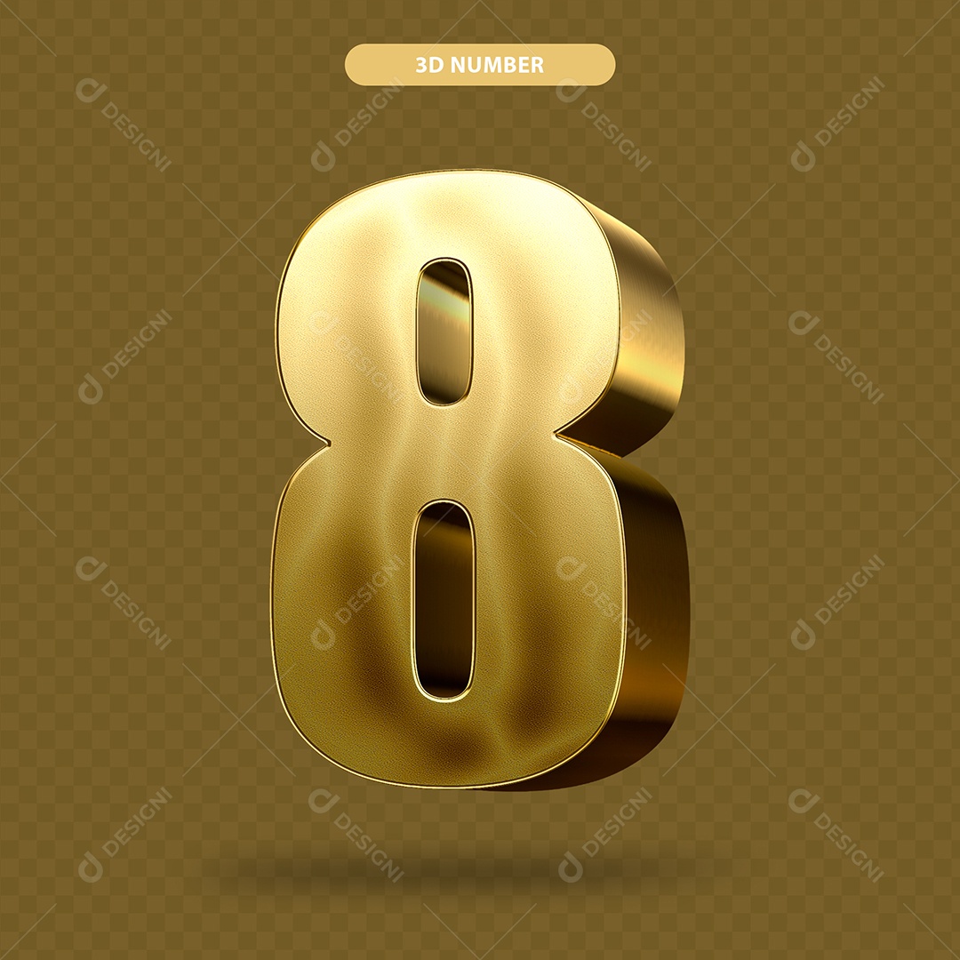 Elemento 3D Para Composição Número 8 PSD