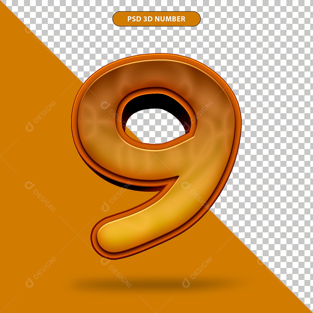 Elemento 3D Para Composição Número 9 PSD