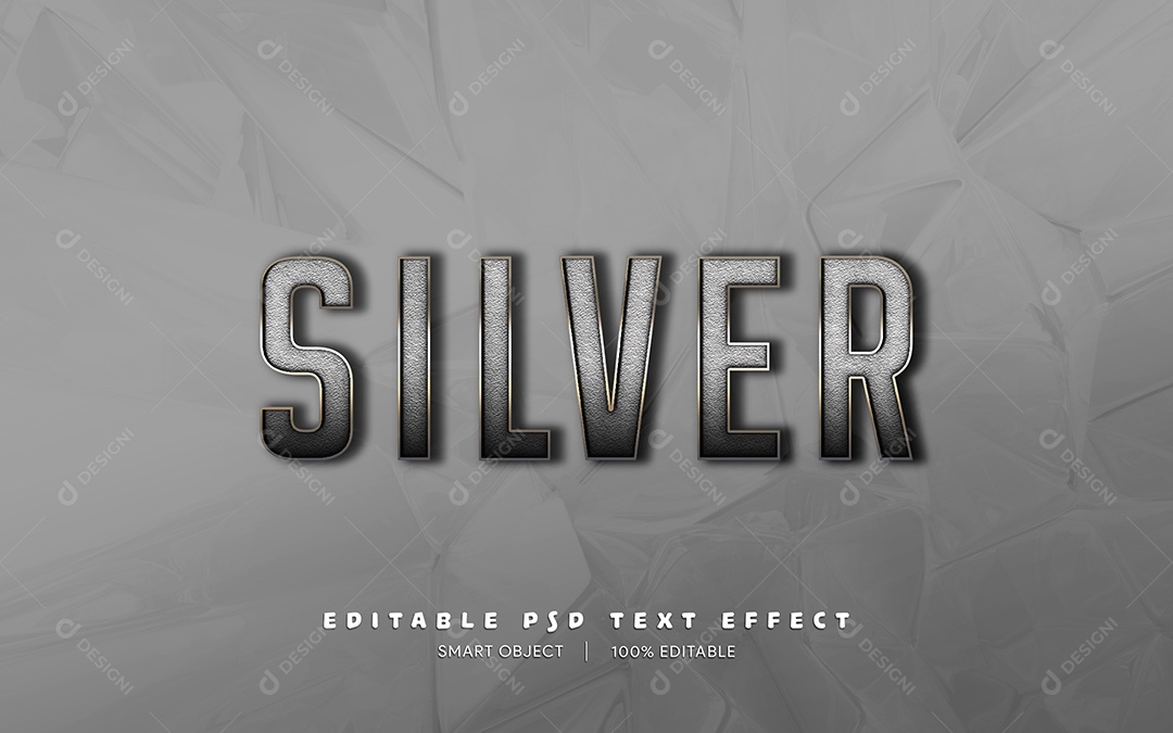 Efeito de Texto Silver PSD Editável