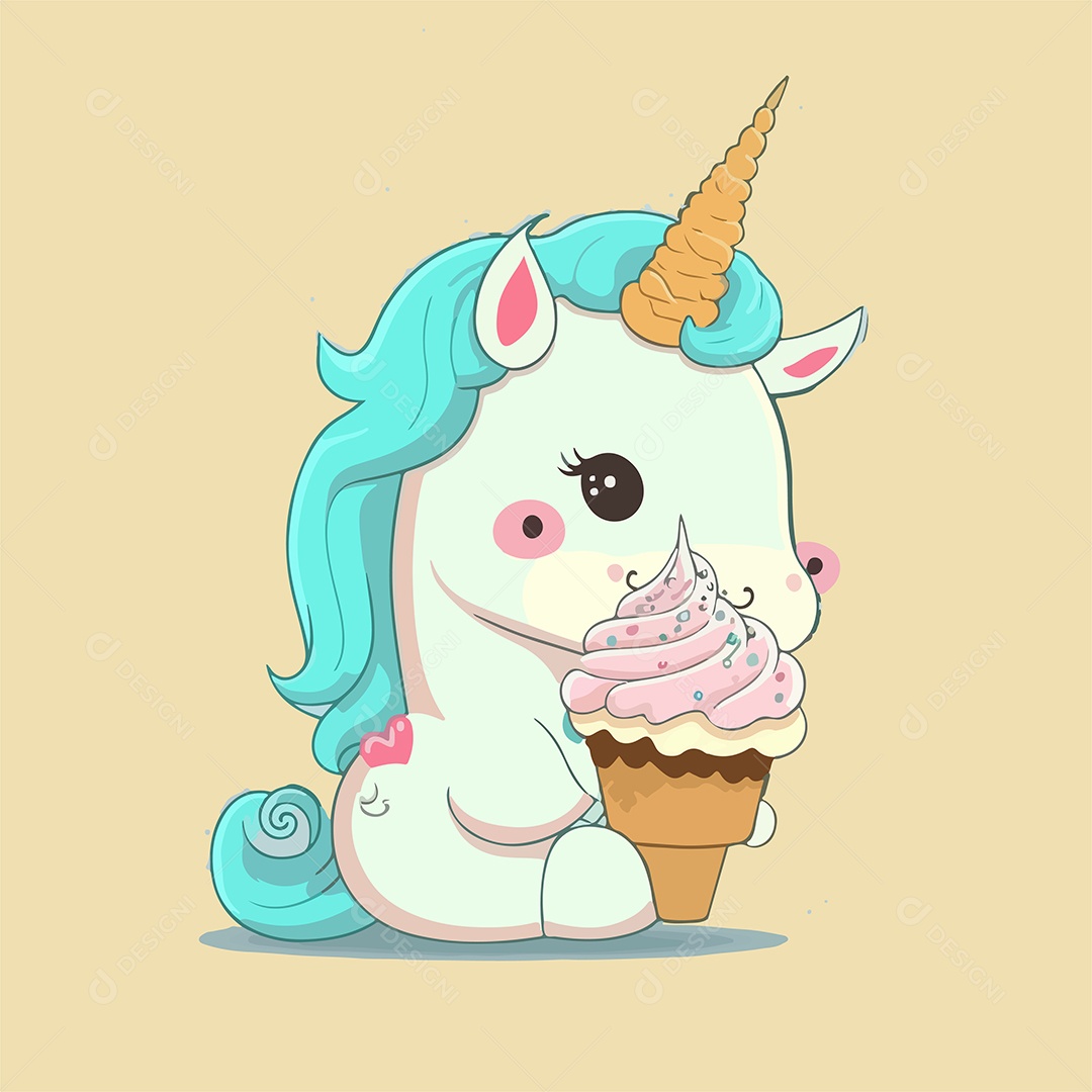 Ilustração Cavalo Unicórnio Vetor EPS Editável