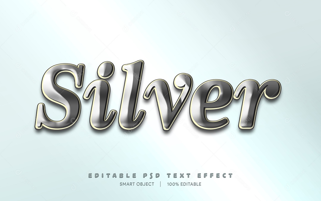 Efeito de Texto Silver PSD Editável