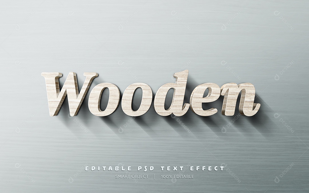 Efeito de Texto Wooden PSD Editável