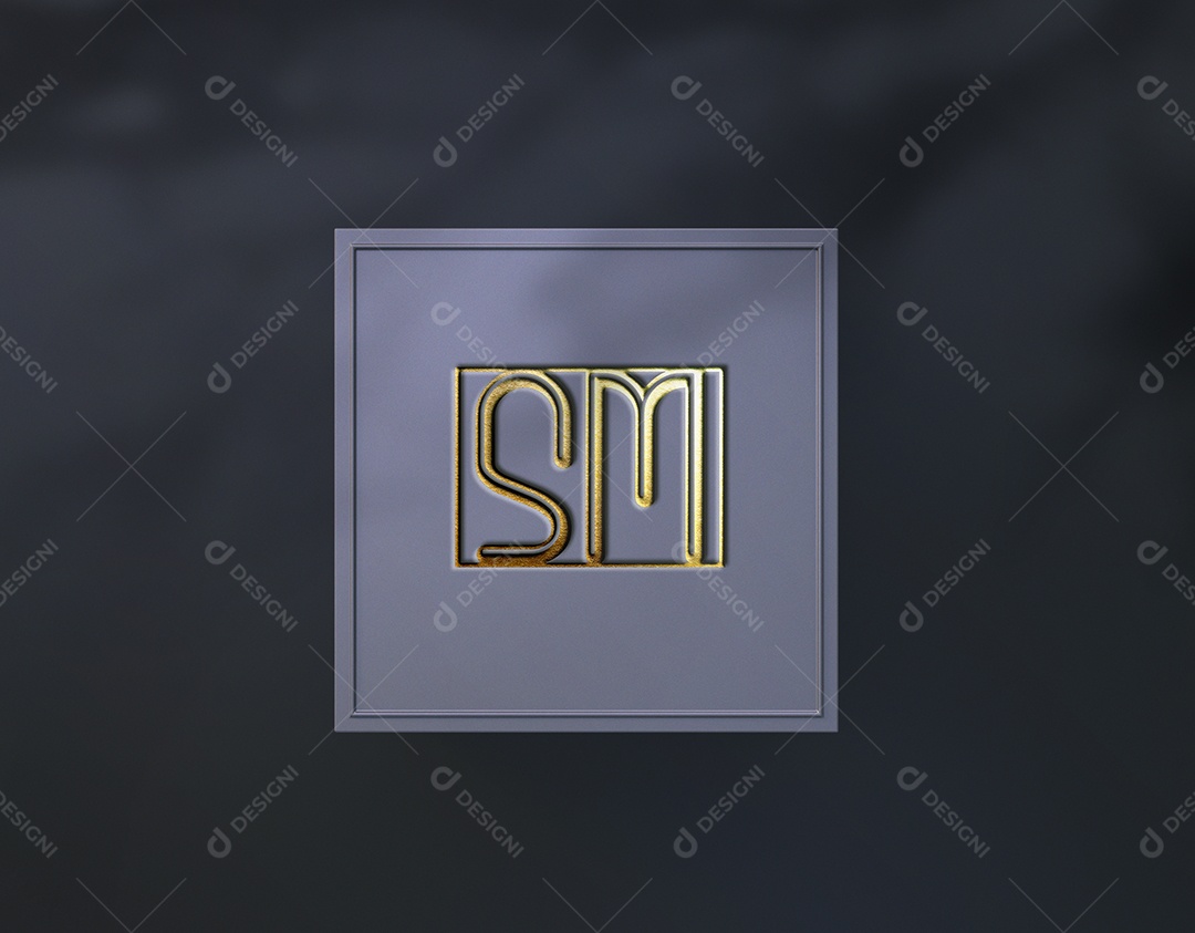 Mockup Logo SM Dourado PSD Editável
