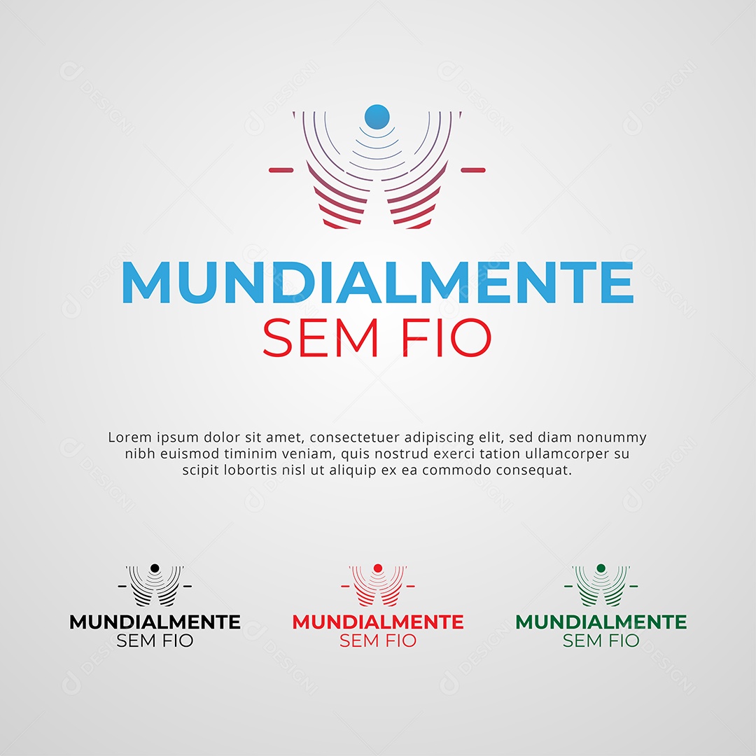 Mundialmente Sem Fio Logotipo Vetor EPS + AI Editável