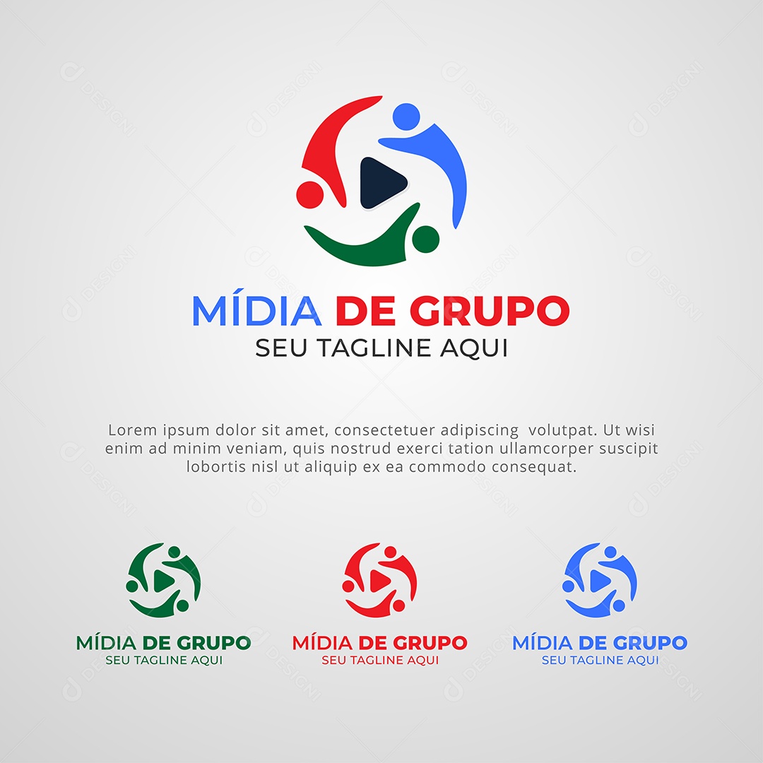 Mídia de Grupo Logotipo Vetor EPS + AI Editável