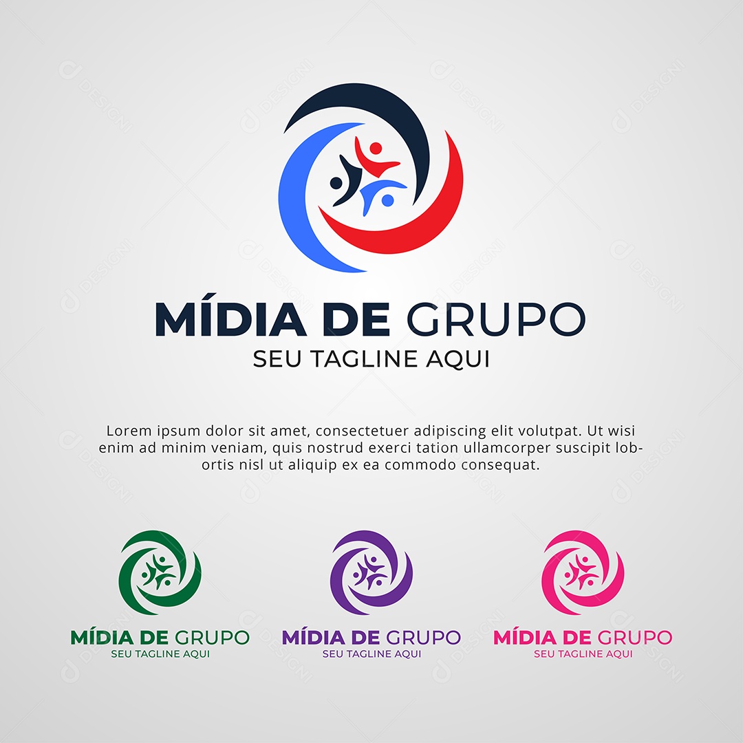Mídia de Grupo Logotipo Vetor EPS + AI Editável