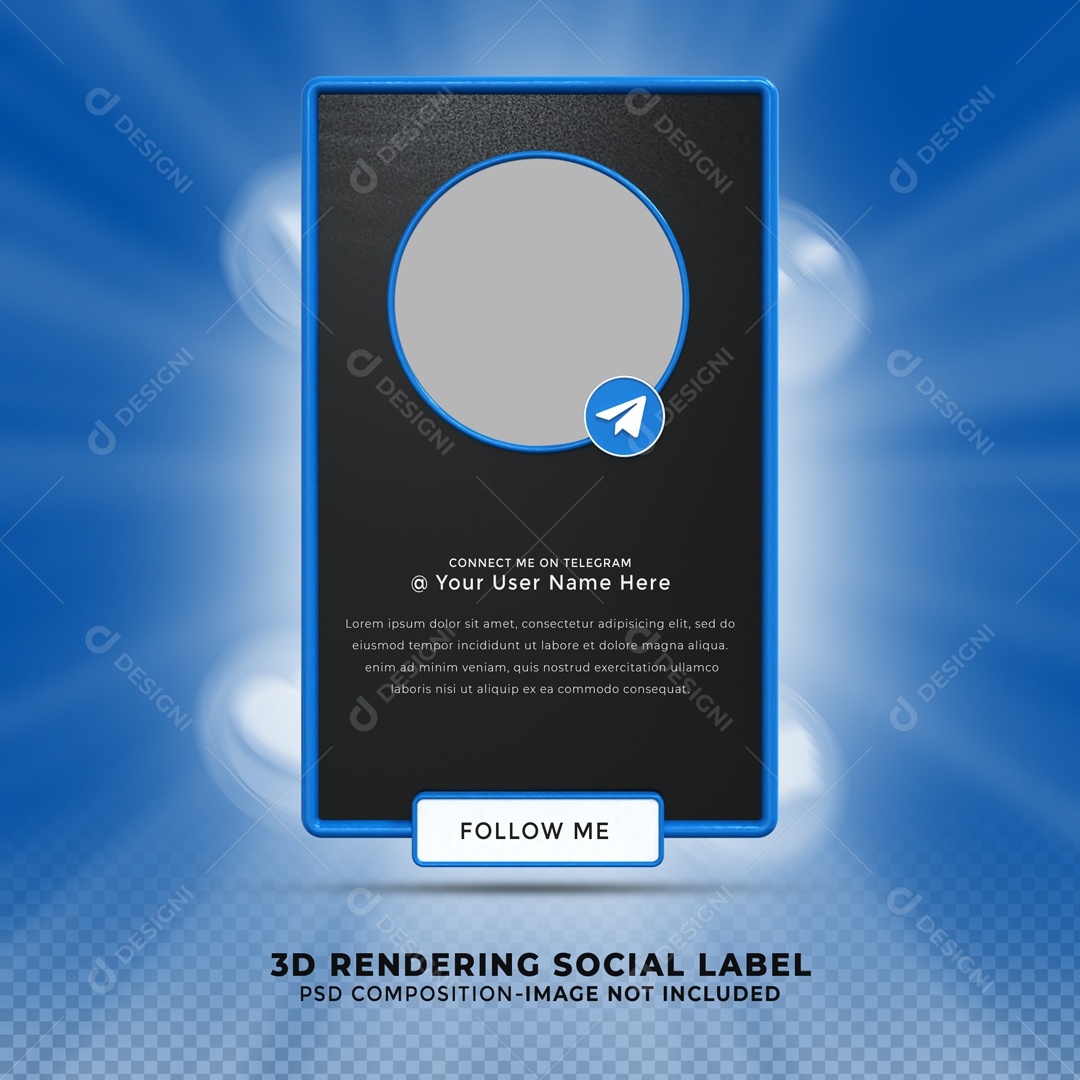 Perfil De Moldura Telegram Elemento 3D PSD