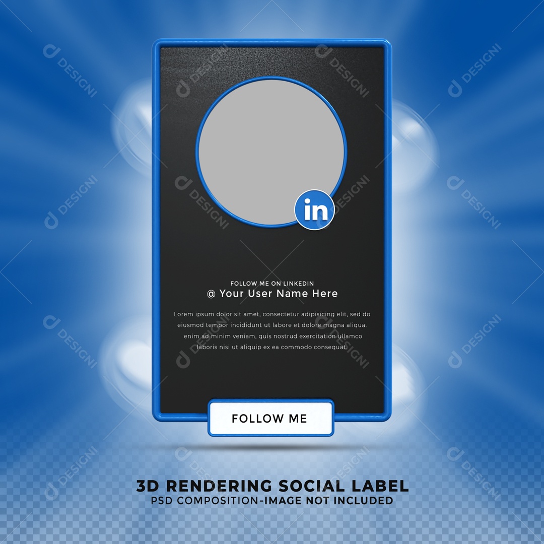 Perfil De Moldura LinkedIn Elemento 3D PSD