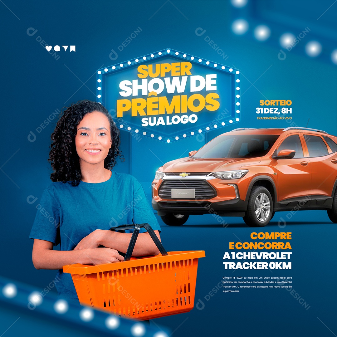 Super Show de Prêmios Compre e Concorra a um Carro Sorteio Social Media PSD Editável