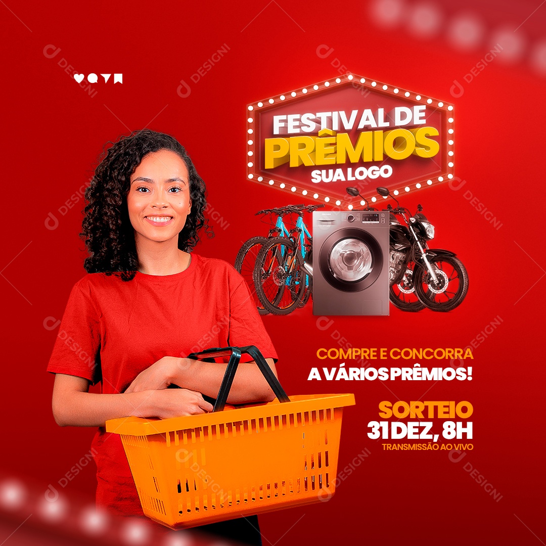 Compre e Concorra a Vários Prêmios Festival de Prémios Sorteio Social Media PSD Editável