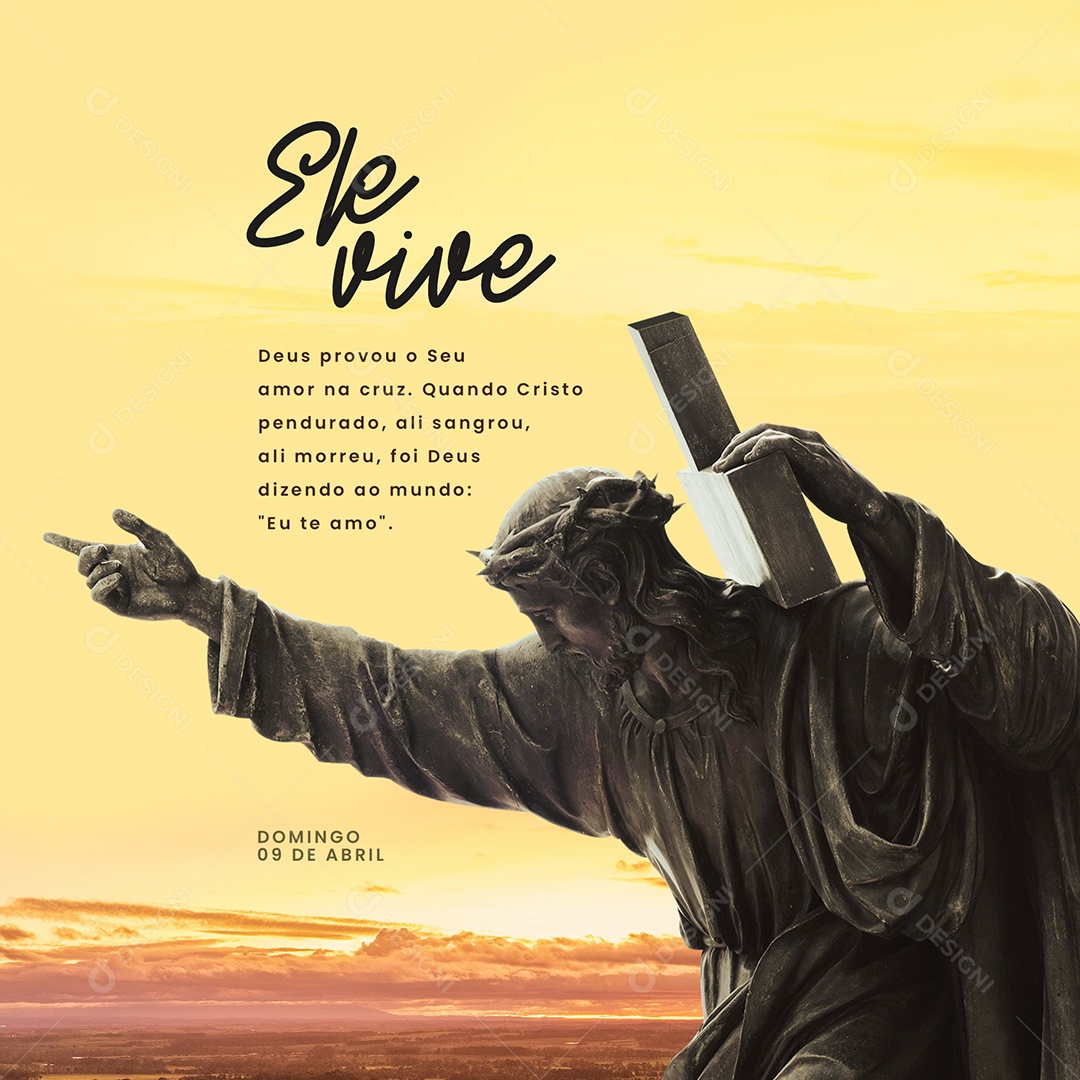 Deus Provou Seu Amor Na Cruz. Feliz Páscoa Cristã Social Media PSD Editável