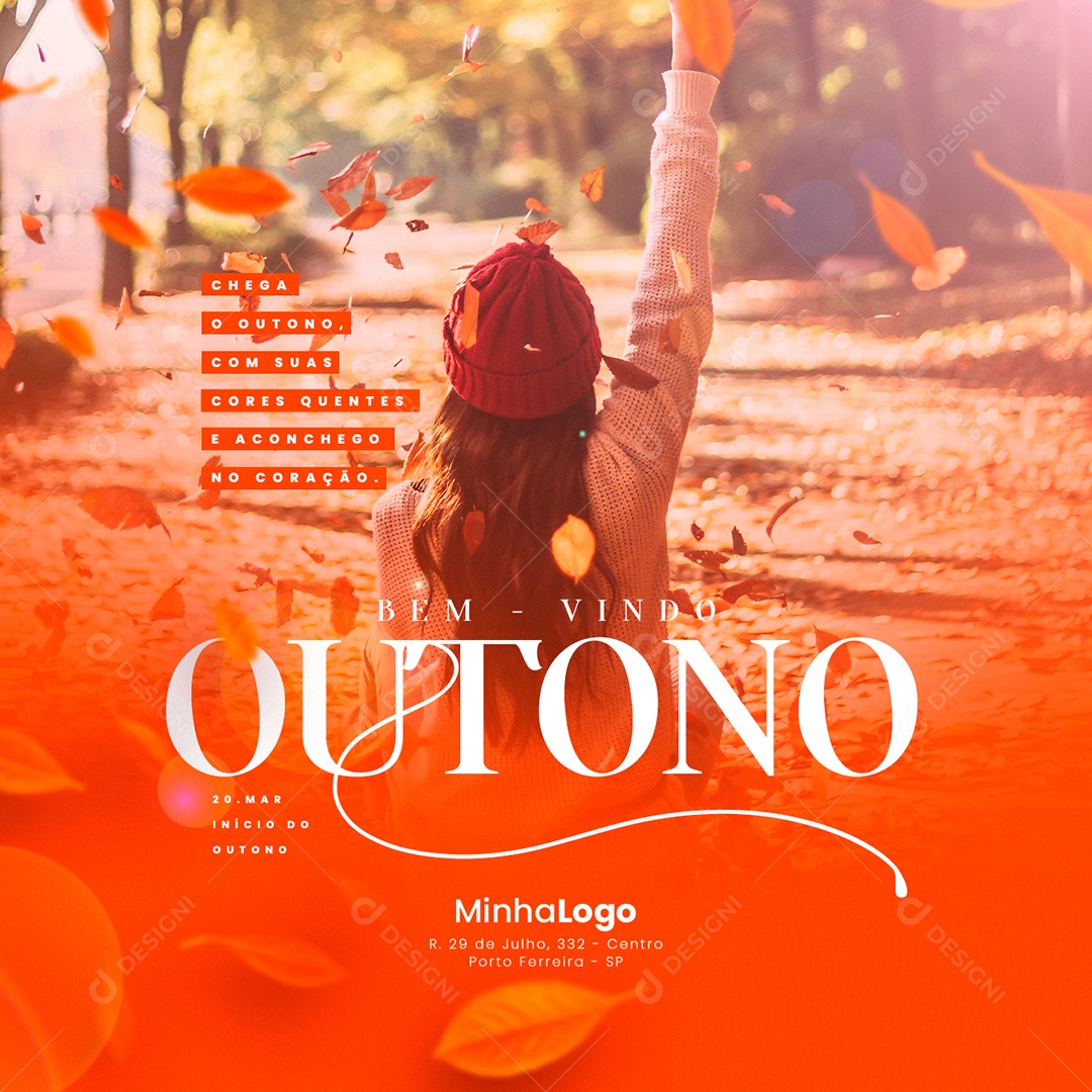 Chega O Outono Com Suas Cores Quentes E Aconchego No Coração Bem Vindo Outono Social Media PSD Editável