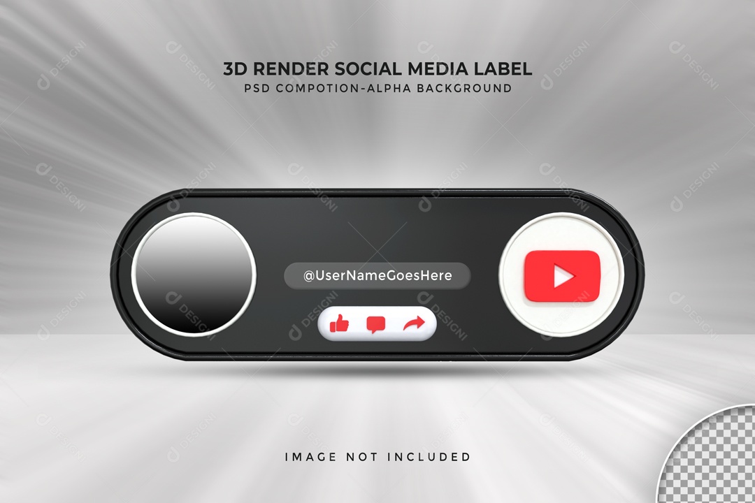 Placa De Media Social Youtube Elemento 3D PSD