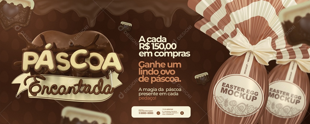 Banner Páscoa Encantada A Magia Da Páscoa Presente Em Cada Pedaço Social Media PSD Editável