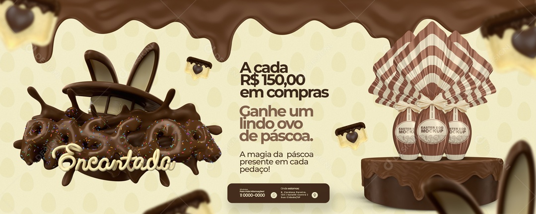 Banner Páscoa Encantada Ganhe Um Lindo Ovo De Páscoa Social Media PSD Editável