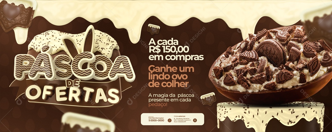 Banner Páscoa De Ofertas A Magia De Páscoa Presente Em Cada Pedaço Social Media PSD Editável