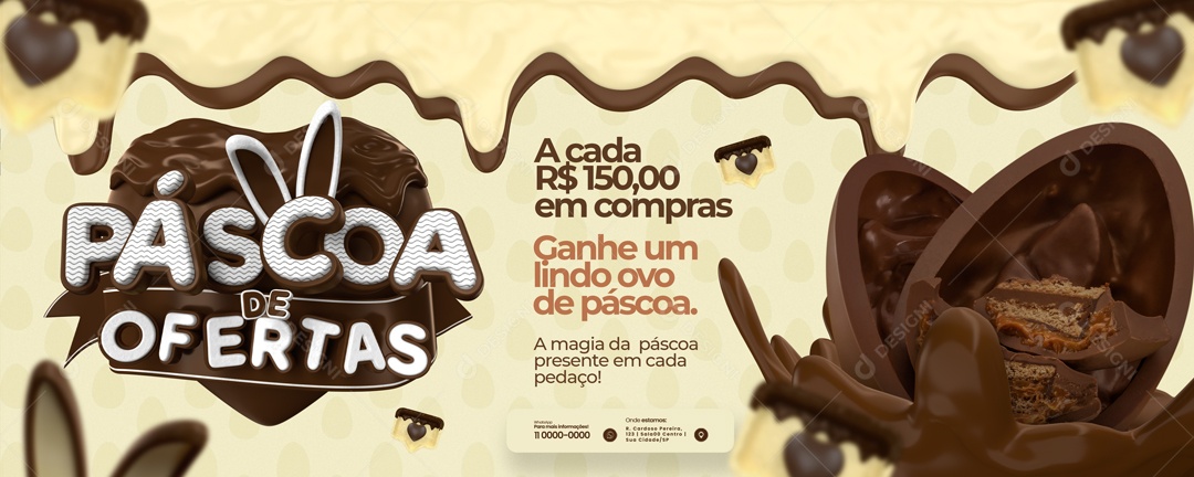 Banner Páscoa De Ofertas A Magia De Páscoa Presente Em Cada Pedaço Social Media PSD Editável