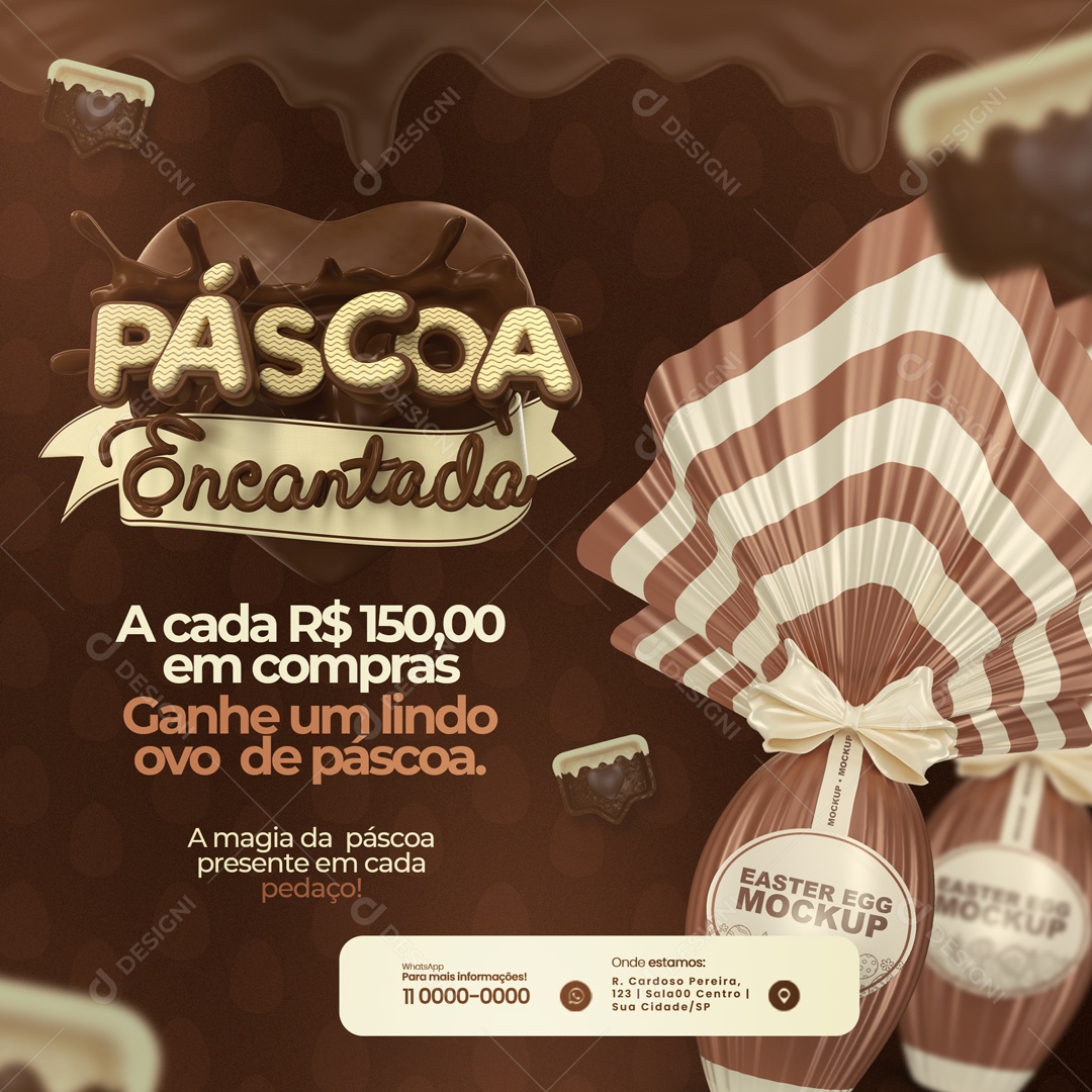Páscoa Encantada Ganhe Um Lindo Ovo De Páscoa Social Media PSD Editável