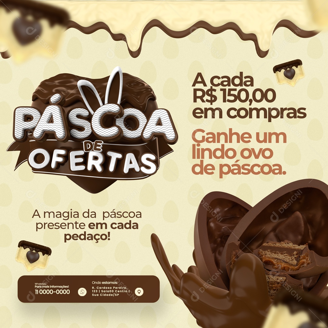 Páscoa De Ofertas A Magia De Páscoa Presente Em Cada Pedaço Social Media PSD Editável