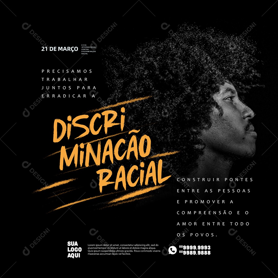 Dia Internacional Contra a Discriminação Racial 21 de Março Social Media PSD Editável