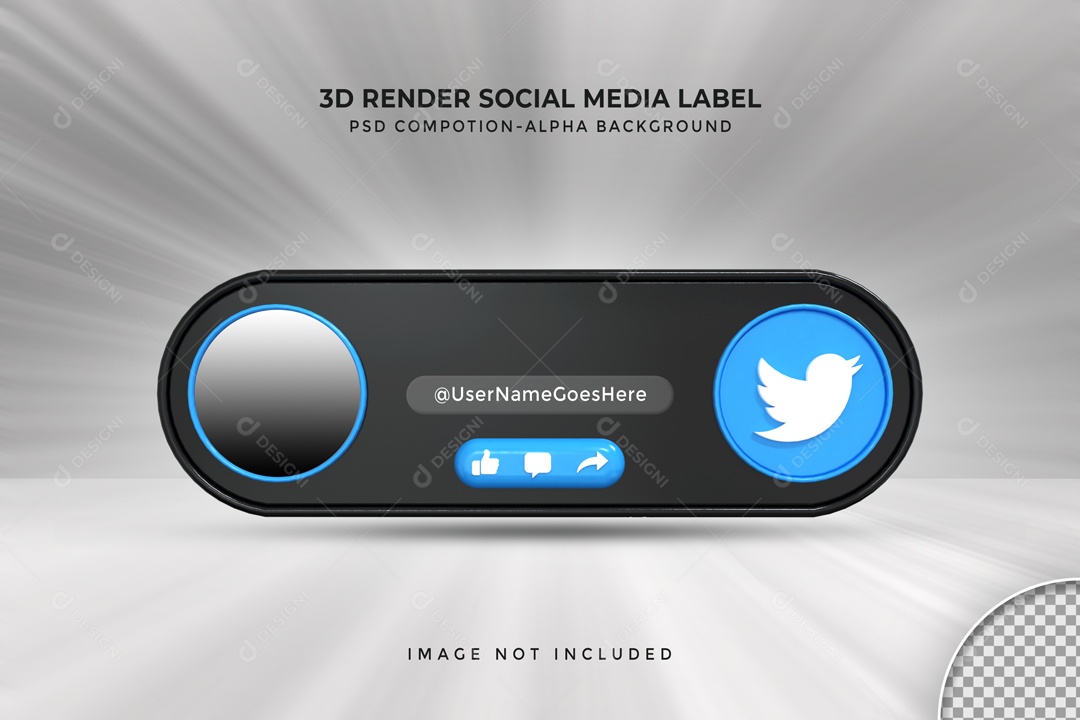 Placa De Rede Social Twitter Elemento 3D PSD