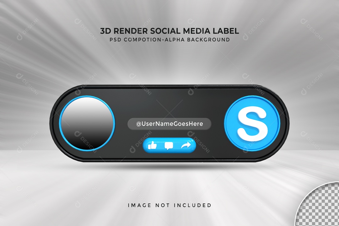 Placa De Rede Social Skype Elemento 3D PSD