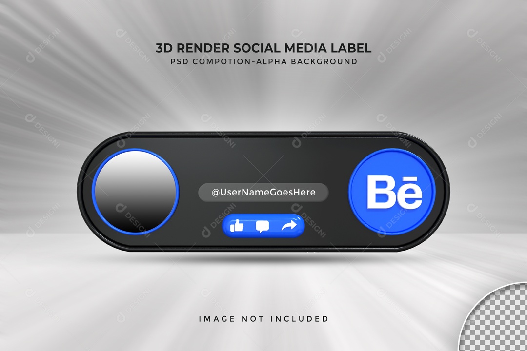 Placa De Rede Social Behance Elemento 3D PSD