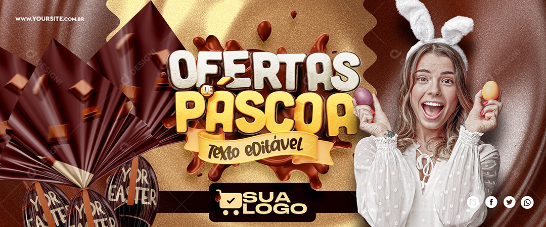 Banner Ofertas De Páscoa Social Media PSD Editável