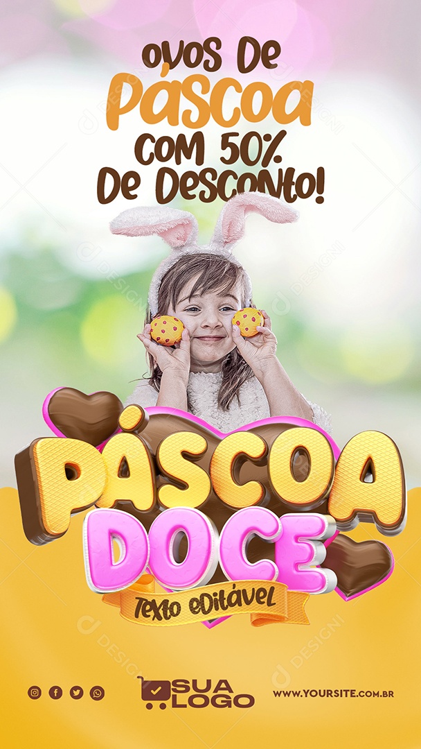 Story Ovos De Páscoa Com 50% De Desconto Páscoa Doce Social Media PSD Editável