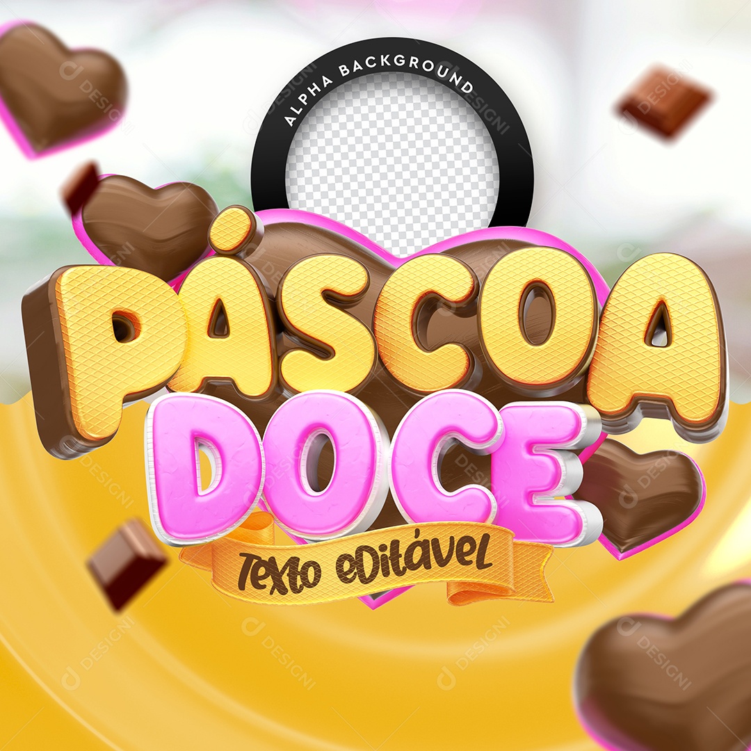 Páscoa Doce Selo 3D Para Composição PSD